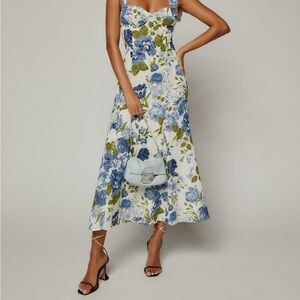 Floral Blue and Green Maxi Dress